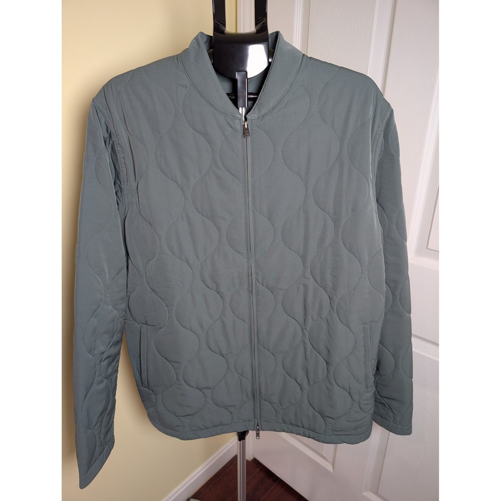 TravisMathew Come What May Quilted Bomber Jacket Mens XL Sage Green Full Zip